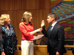 Alan Fernandes is Sworn-in by Board President Gina Daleiden