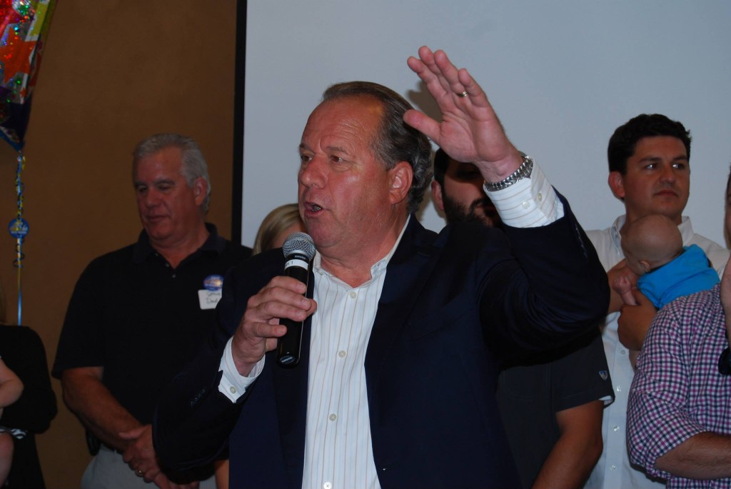 Bill Dodd address supporters on Election Night in Napa - courtesy photo from the Dodd campaign.