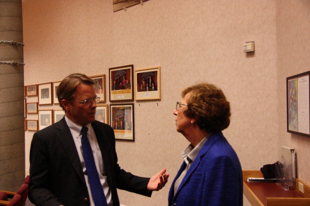 Dirk Brazil speaks with former employer Senator Lois Wolk