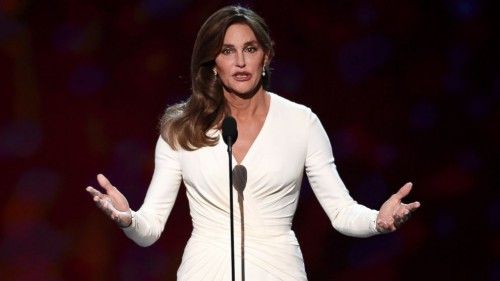 AP Photo of Caitlyn Jenner receiving her ESPY for Courage in July
