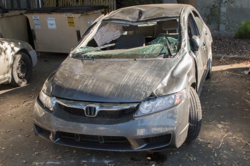 This was our 2009 Honda that was totaled in August. A close look shows that while there was heavy damage, the passenger compartment was engineered well and remained intact