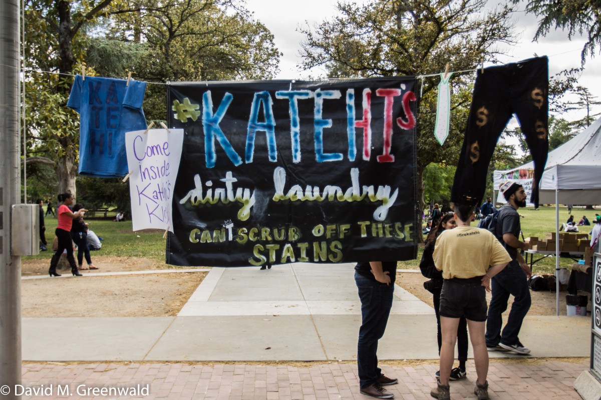 Students at the MU Quad on Wednesday aired "Chancellor Katehi's Dirty Laundry"