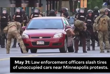 Law Enforcement Caught on Video Slashing Tires at Minneapolis Protests